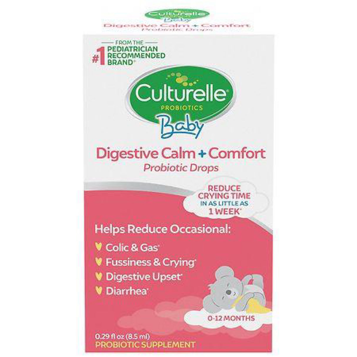 Culturelle Baby Digestive Calm & Comfort Probiotic (Age 0-12 Mos) 8.5ml, Helps Periodic Colic, Gas, Fussiness, Crying & Digestive Upset in Infants & Newborns, Vegan Non-GMO Gluten-Free
