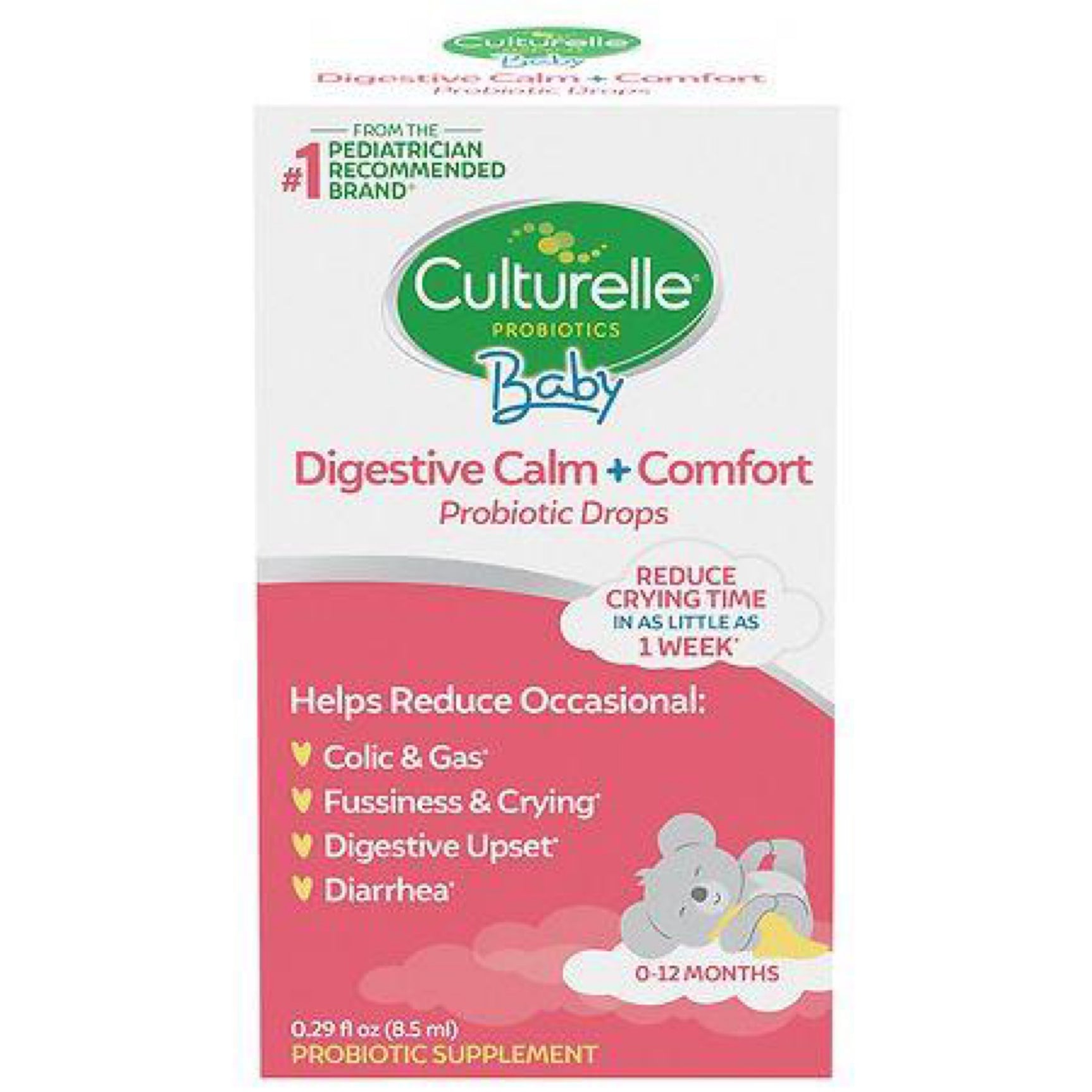 Culturelle Baby Digestive Calm & Comfort Probiotic (Age 0-12 Mos) 8.5ml, Helps Periodic Colic, Gas, Fussiness, Crying & Digestive Upset in Infants & Newborns, Vegan Non-GMO Gluten-Free