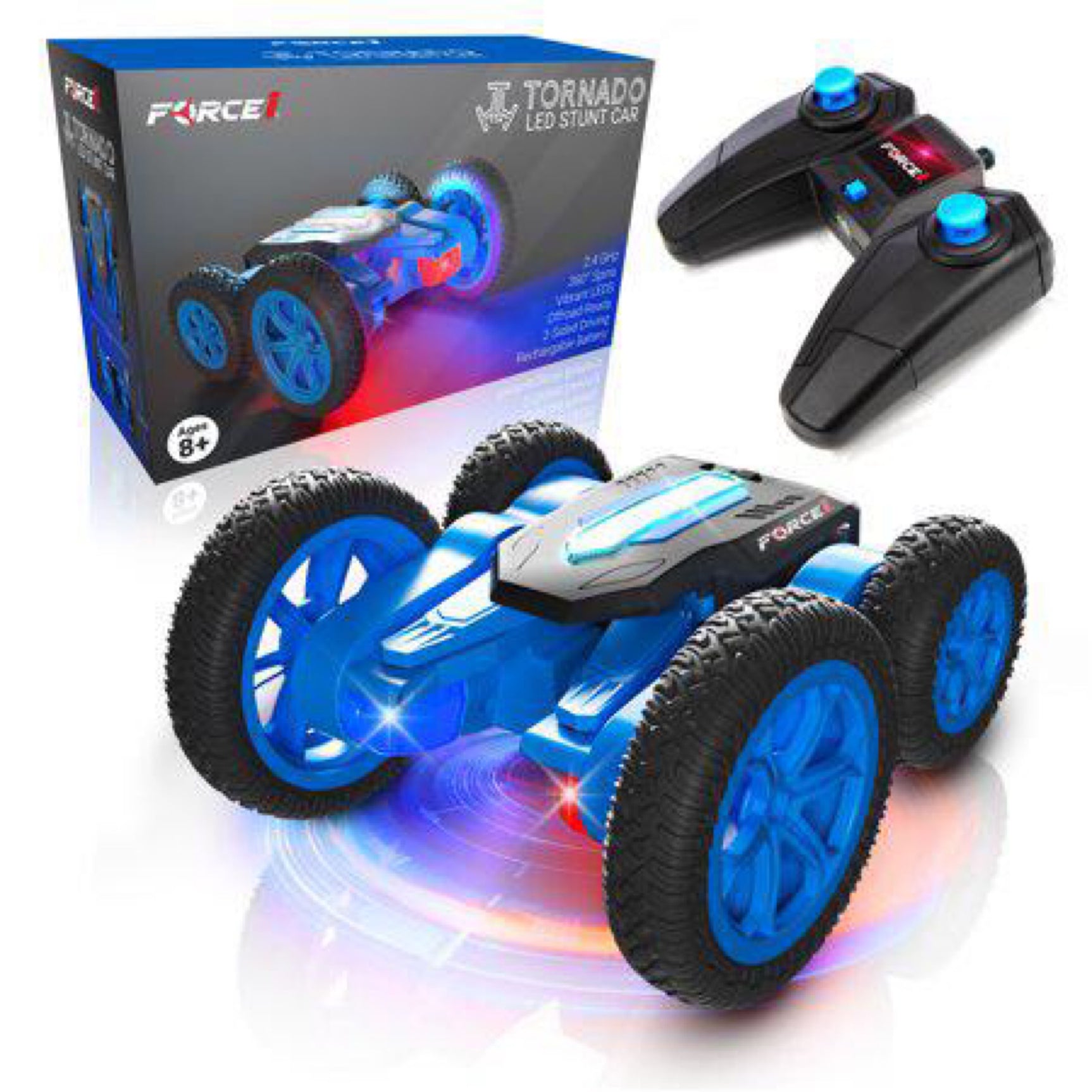 Force1 Tornado RC Stunt Car LED Double-Sided Off-Road Remote Control Car for Boys Ages 8+