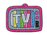 iscream Sparkly Rhinestone Old School Rainbow TV 6" Vinyl Cling Decal