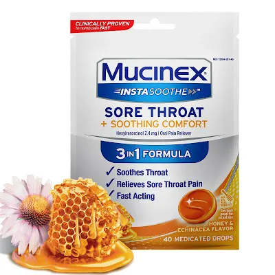 Mucinex Instasoothe Sore Throat Honey and Echinacea Drops