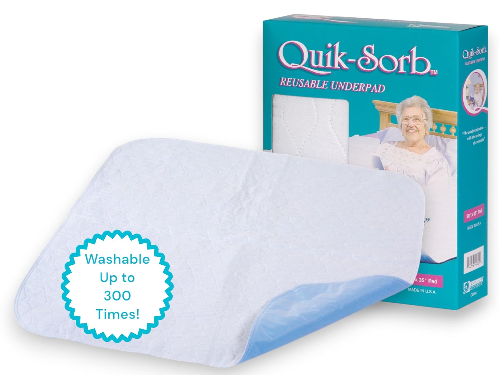 Almohadilla reutilizable Quik-Sorb Quilted Cotton Birdseye de Essential Medical Supply