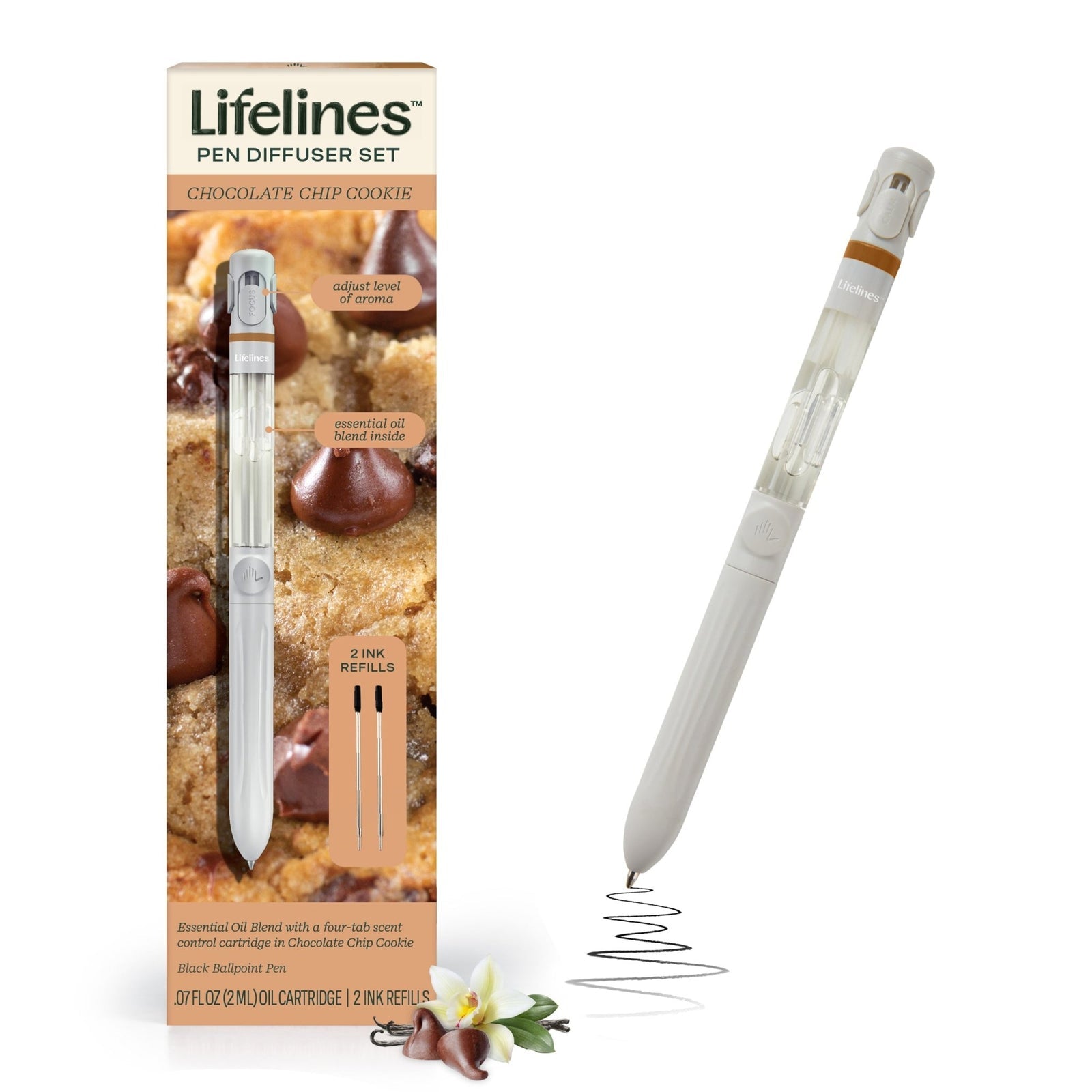 Difusor tipo bolígrafo Lifelines con mezclas de aceites esenciales aroma Chocolate Chip Cookie