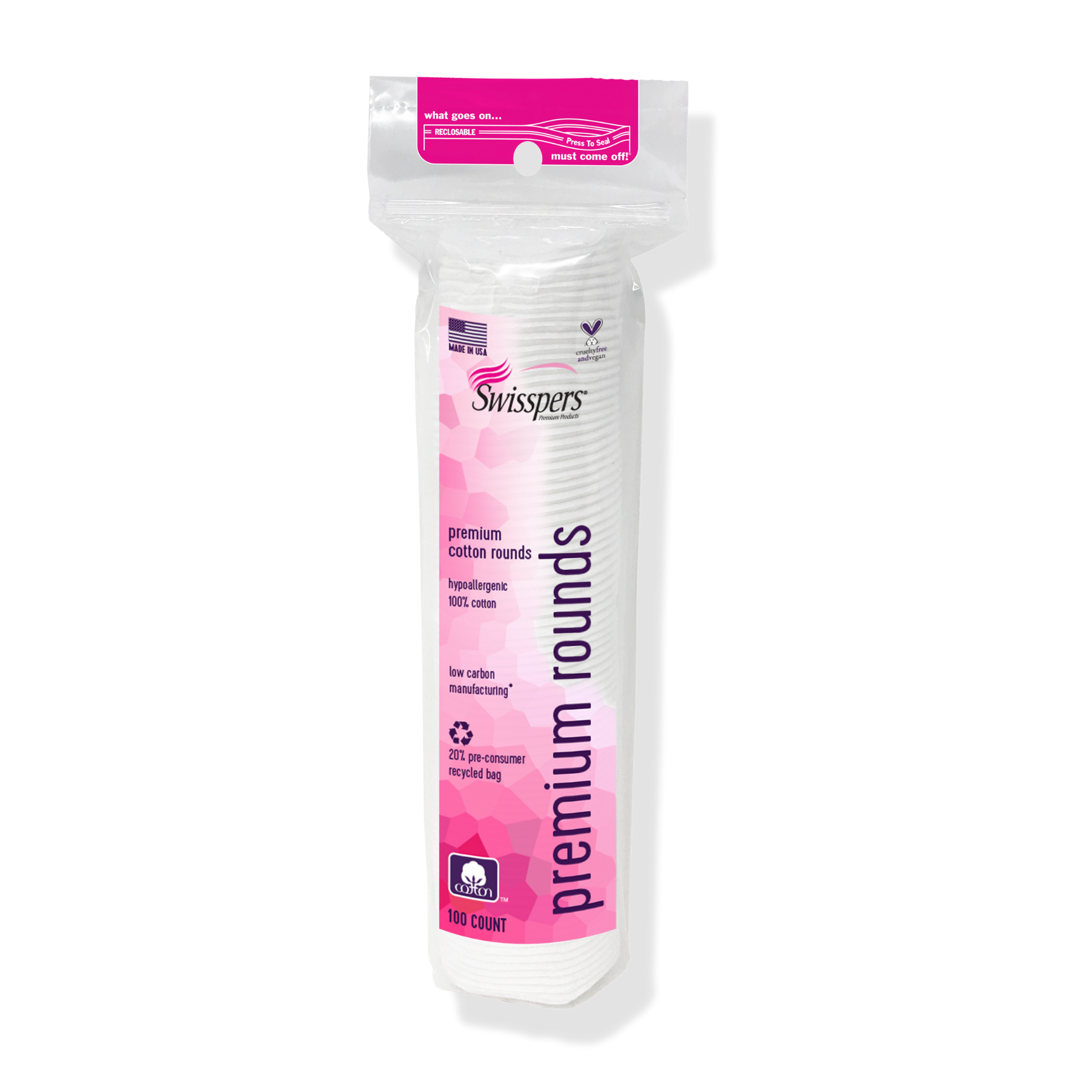 Discos de algodón Swisspers Premium Gentle Care tamaño viaje