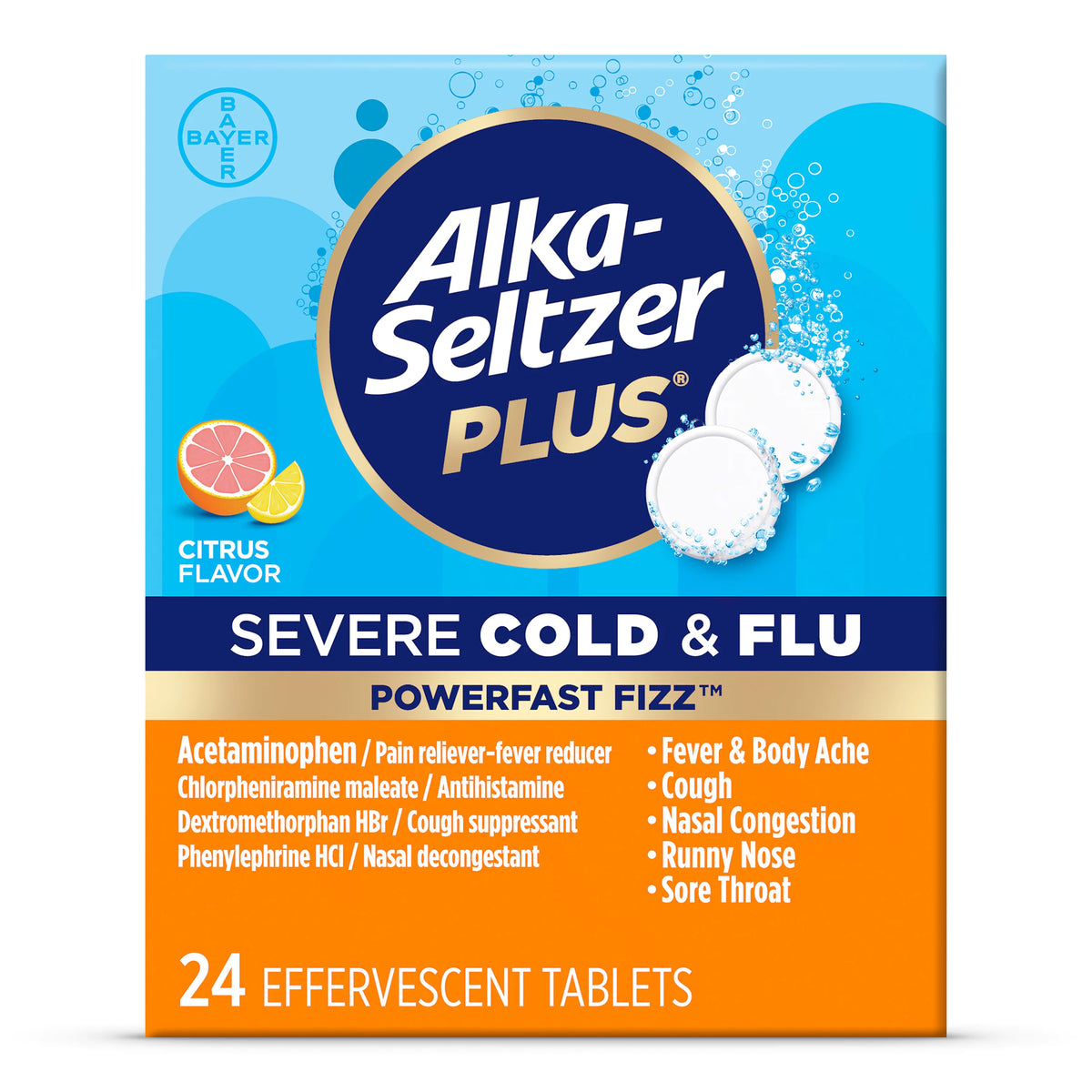 Alka-Seltzer Plus Severe Cold Sparkling Original Powerfast Fizz Effervescent