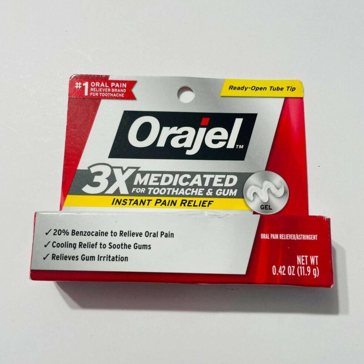Orajel 3X for Toothache & Gum Pain: Maximum Gel Tube 0.42oz- From #1 Oral Pain Relief Brand- Orajel for Instant Pain Relief
