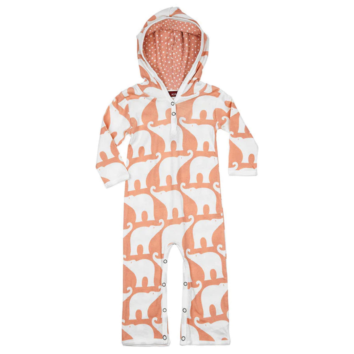 Milkbarn hooded romper rose elephant