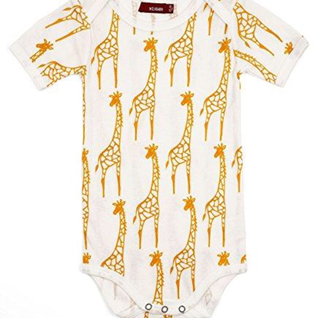 Milkbarn Short Sleeve One Piece Yellow Giraffe 6-12 Months