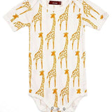 Milkbarn Short Sleeve One Piece Yellow Giraffe 6-12 Months