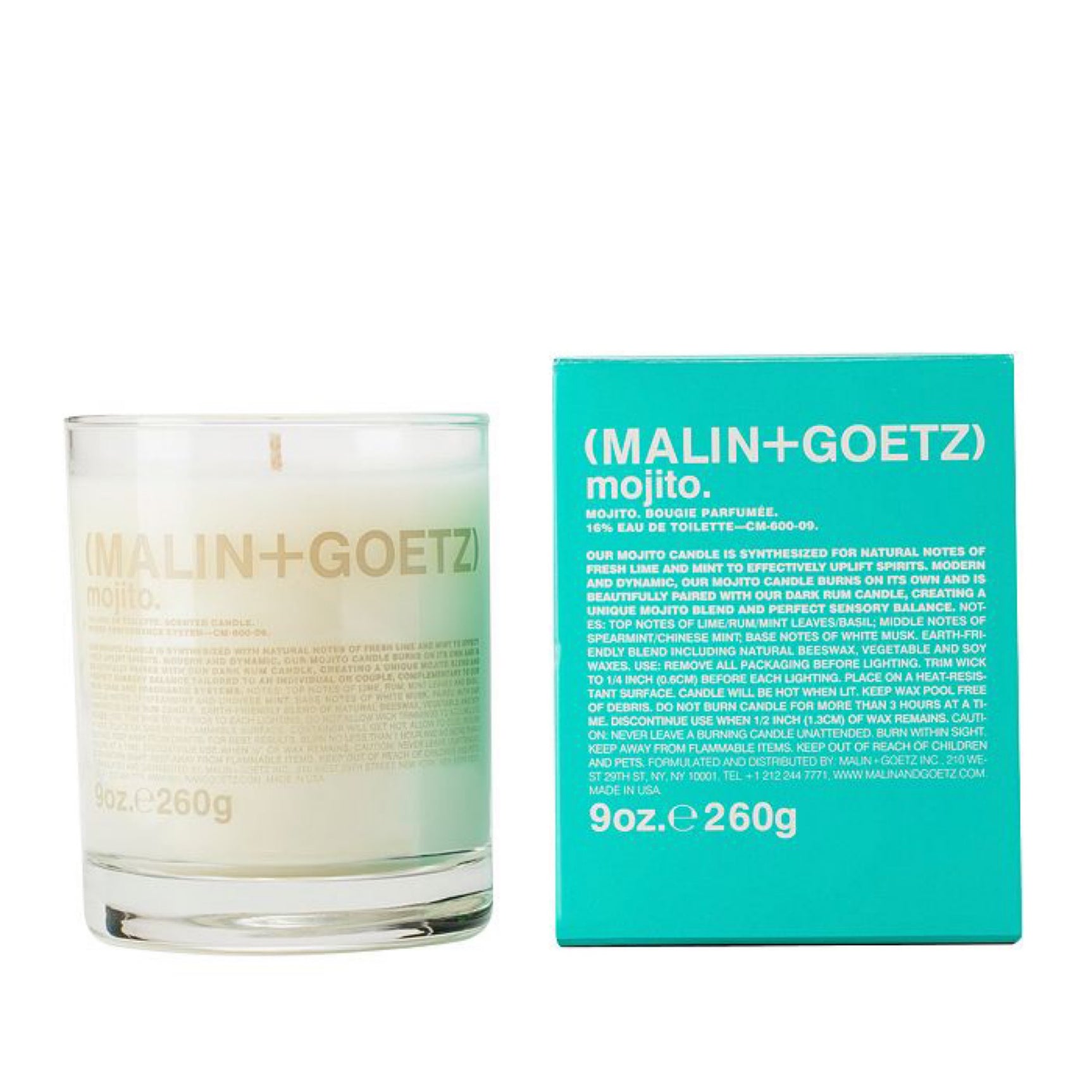 Malin + Goetz mojito bougie parfumee 14% eau de toilette