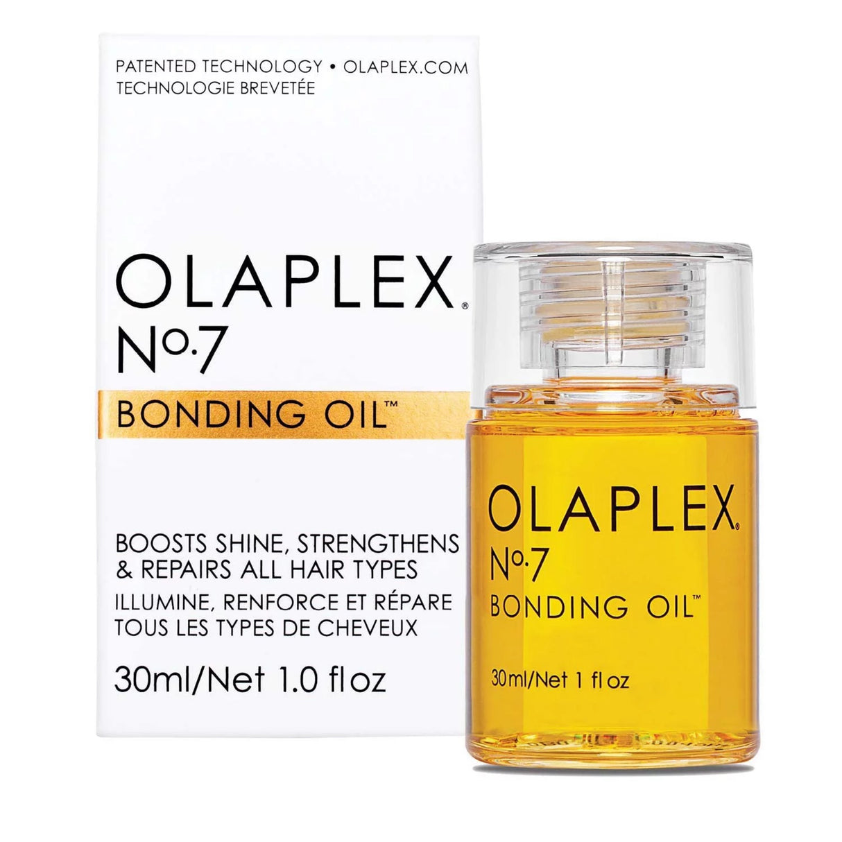 Olaplex n*7 bonding oil boosts shine strengthens and repairs all hair types