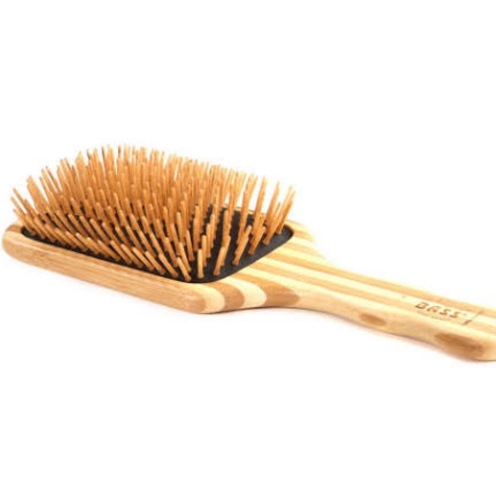 Bass Brushes The Green Brush 18 | Large Paddle Hairbrush with Bamboo Pins + Bamboo Handle