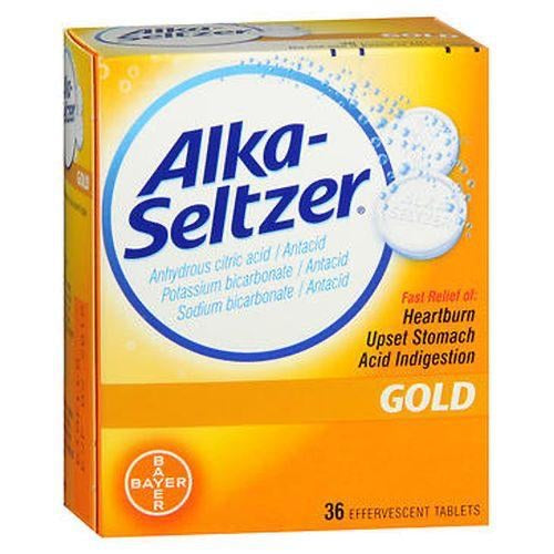 Alkalka Seltzer Gold Effervescent Heartburn Relief Antacid Tablets without Aspirin
