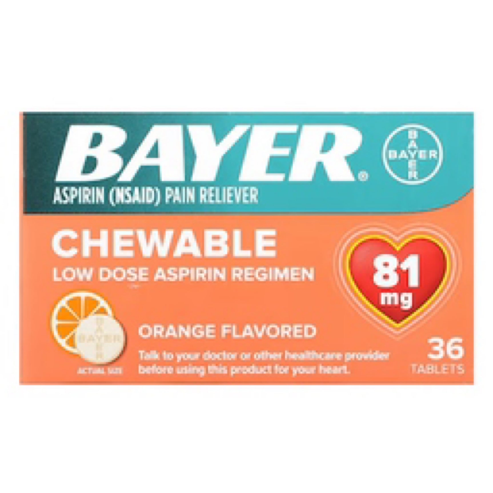 Bayer Low Dose Chewable 81mg Aspirin Tablets