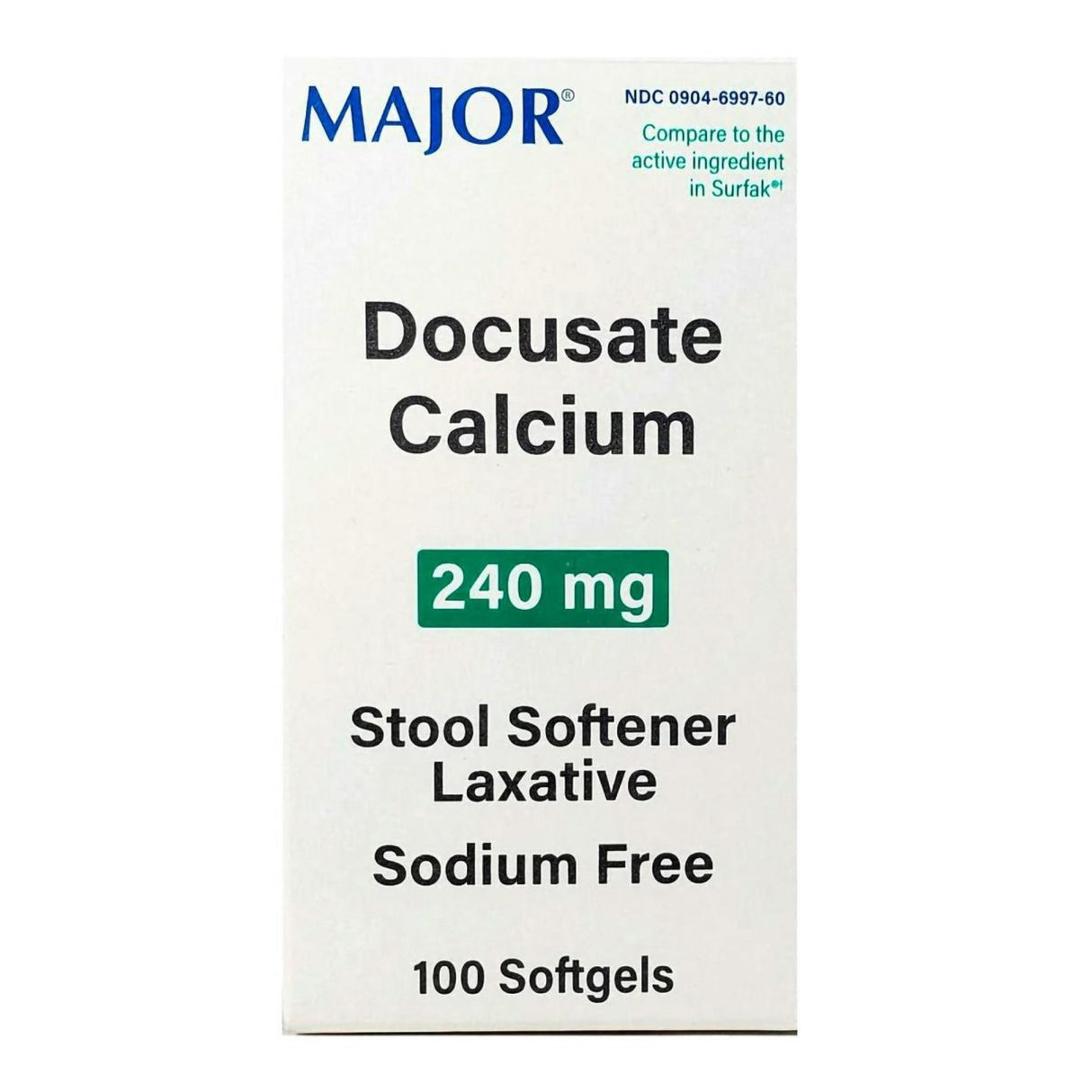 Rugby Docusate Calcium Stool Softener Laxative 240 mg 100 Sgels