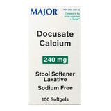 Rugby Docusate Calcium Stool Softener Laxative 240 mg 100 Sgels