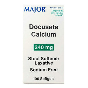 Rugby Docusate Calcium Stool Softener Laxative 240 mg 100 Sgels
