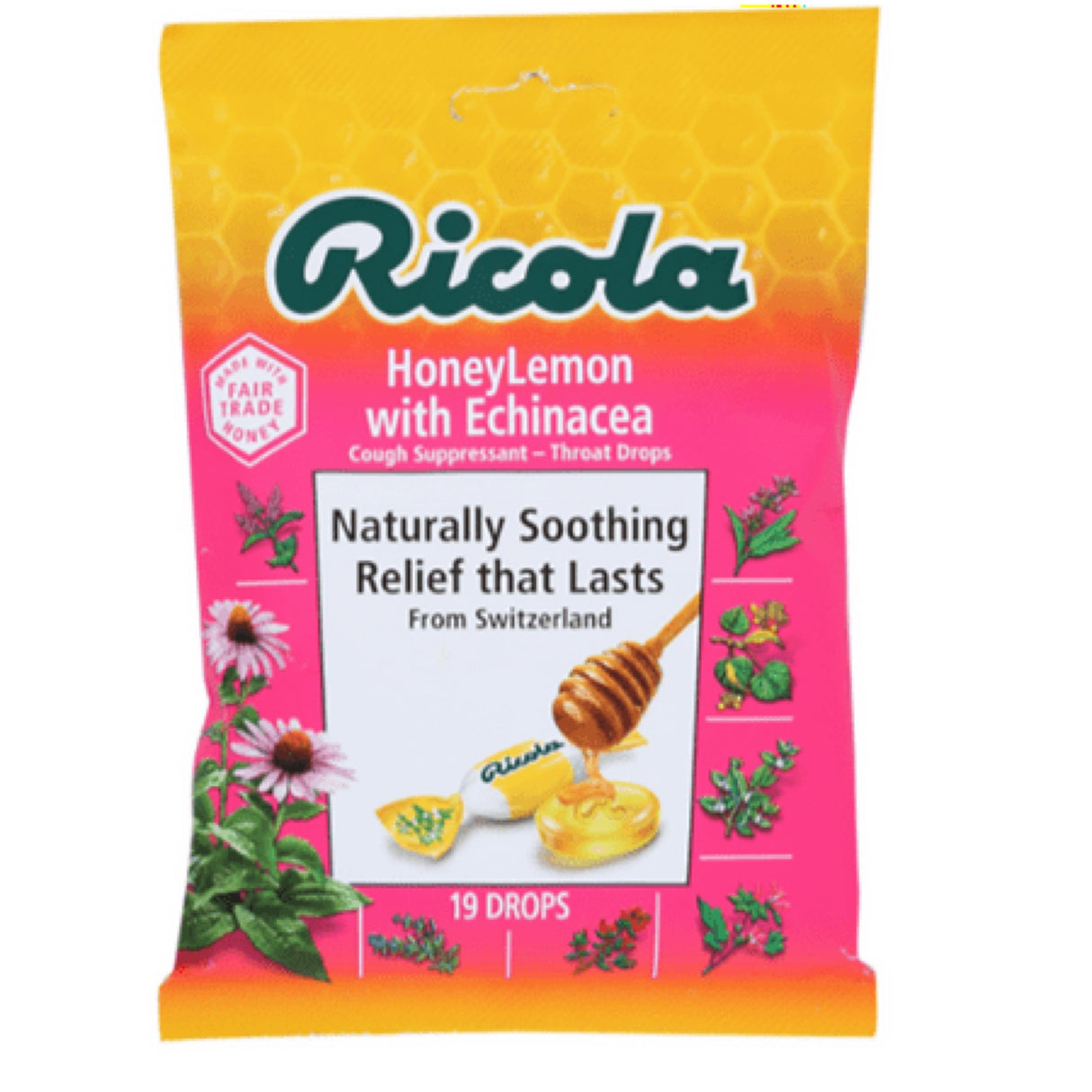 Ricola Honeylemon with Echinacea Cough Suppressant Throat Drop 19 Ct