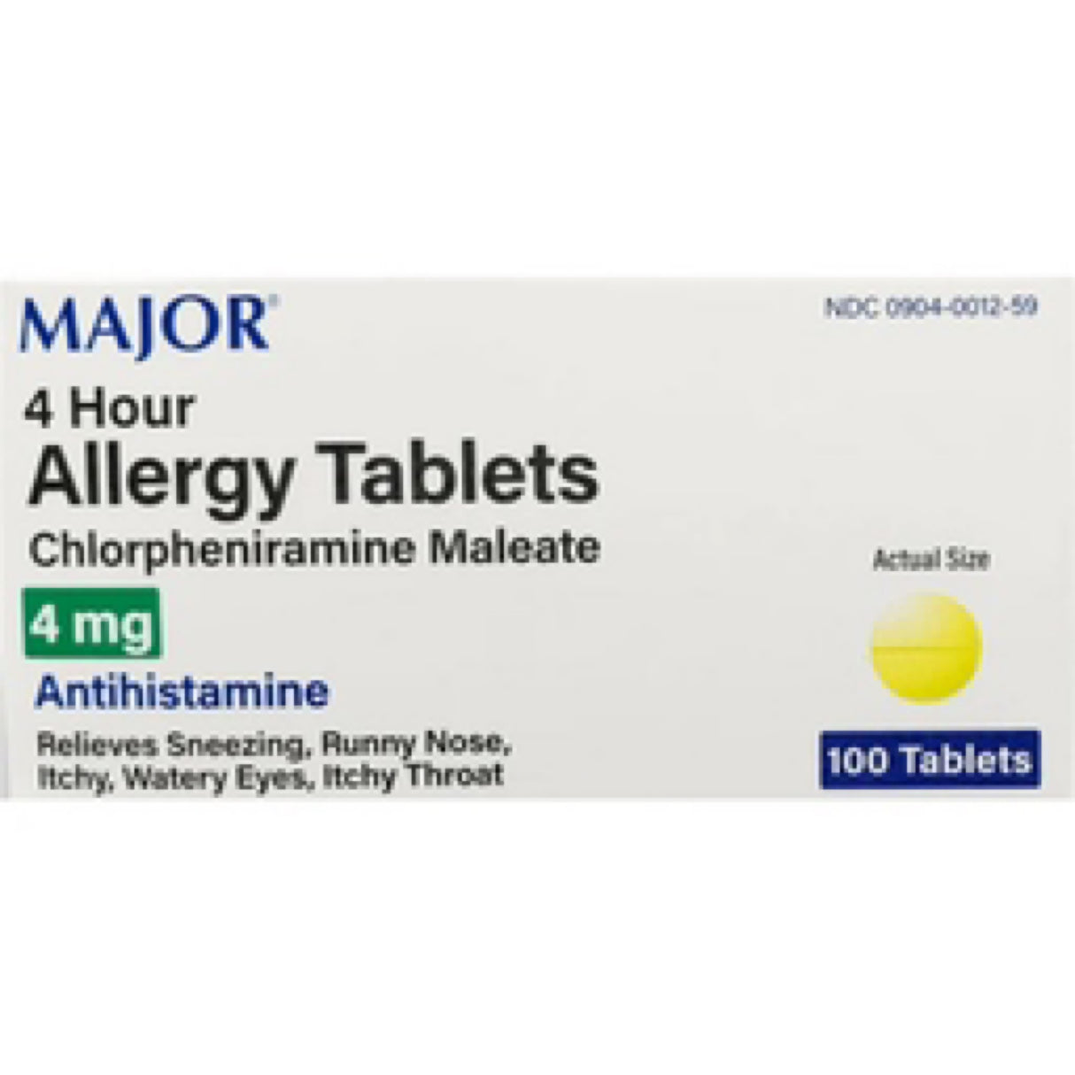 Major Pharmaceuticals Chlorpheniramine 4 mg Tablets