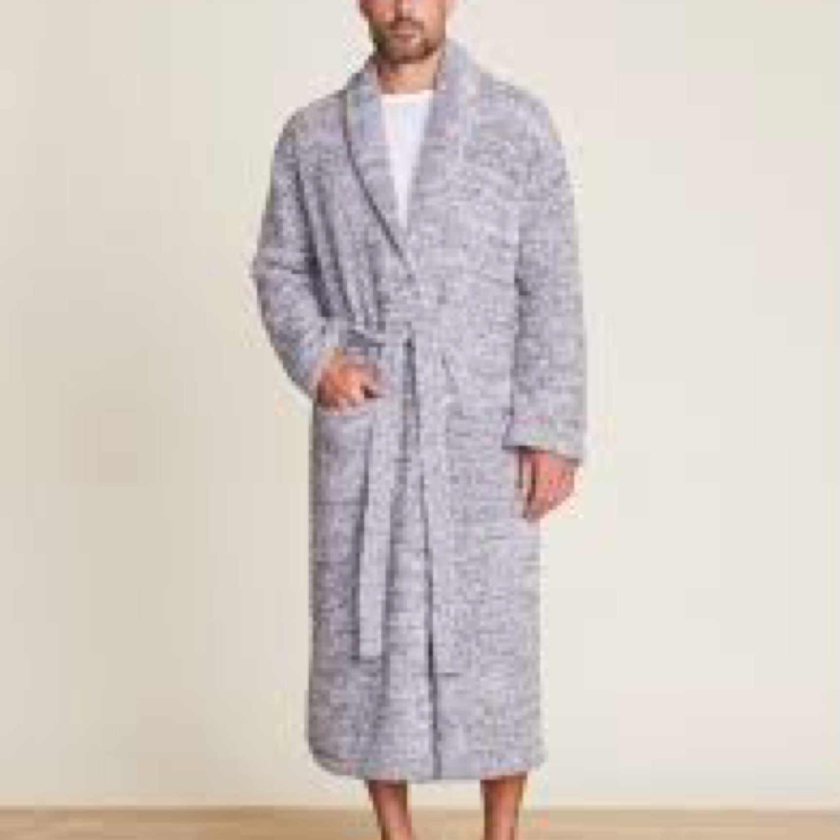 Barefoot Dreams CozyChic Heathered Adult Robe, Graphite-White (AS1, Numeric, Numeric_1, Regular