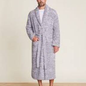 Barefoot Dreams CozyChic Heathered Adult Robe, Graphite-White (AS1, Numeric, Numeric_1, Regular