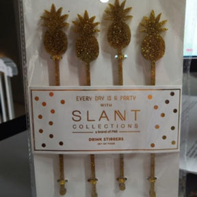 Slant Collection Pineapple Acrylic Drink Stirrers - Set of 4