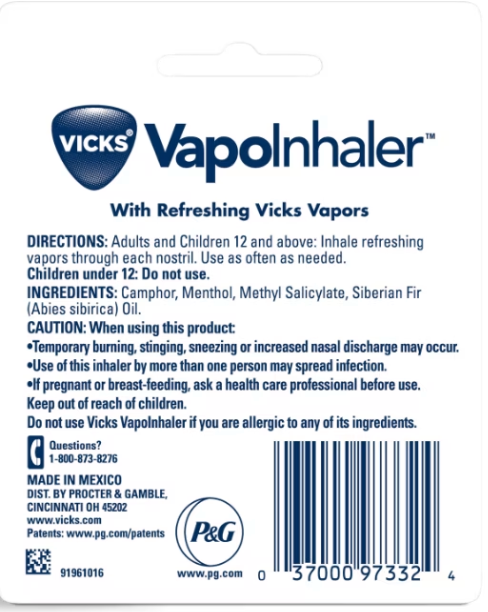 VapoInhaler, Non-Medicated Refreshing Vicks Vapors, Scented Stick