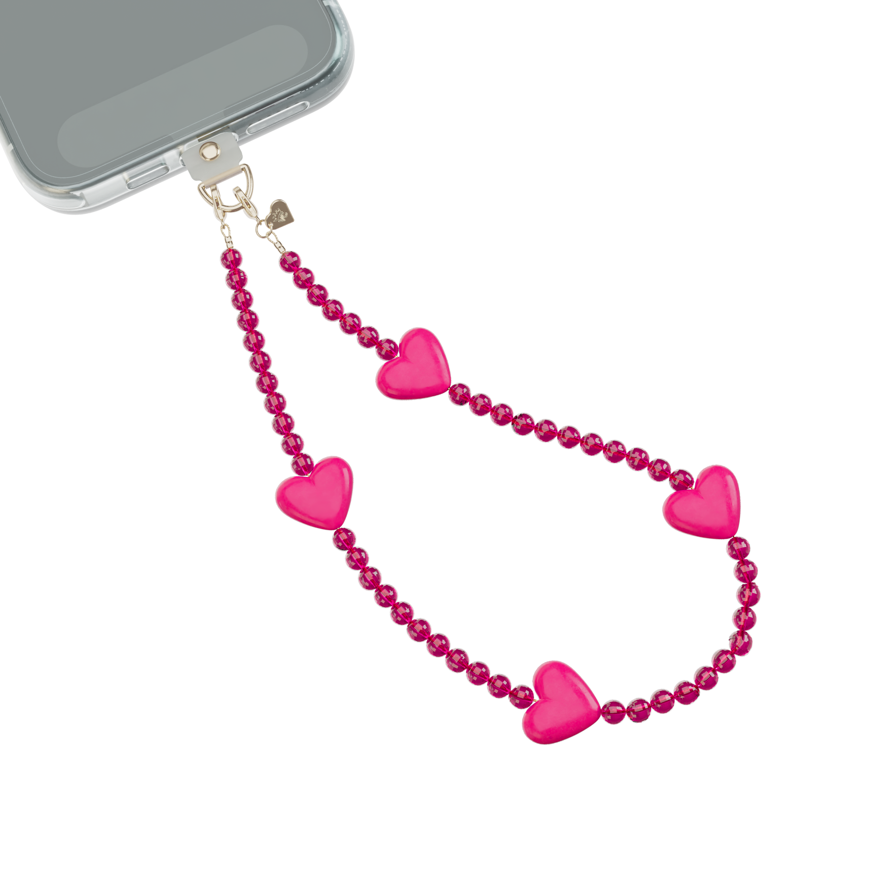 Hot Pink Heart Phone Charm