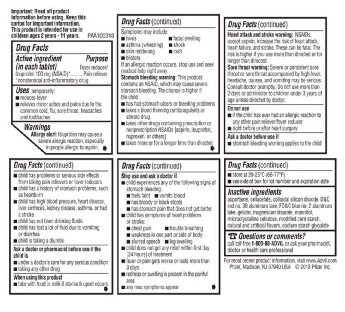 Children's Advil Junior Strength Ibuprofen 100 MG Chewable Tablets, Grape, 24 CT