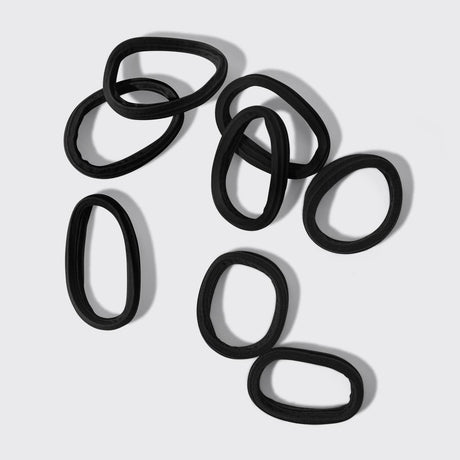 Recycled Seamless Hair Elastics 8pc Set- Black - Image 2