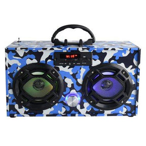 Wireless Bluetooth Boombox with FM Radio (BB-Blue Camo)