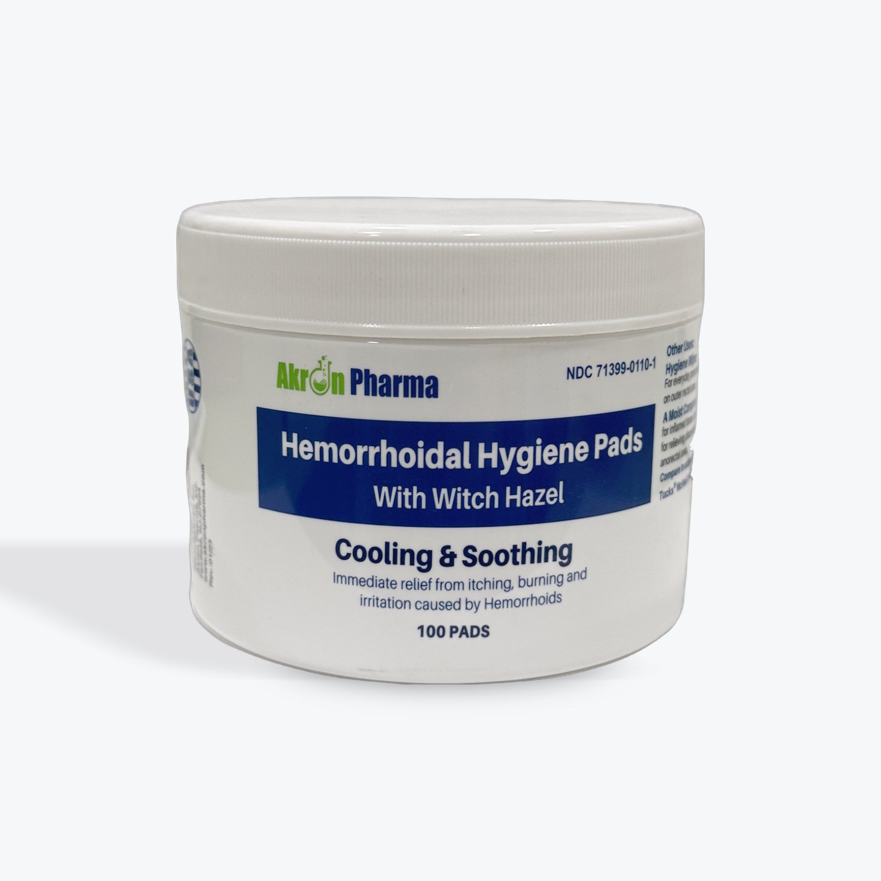 AkronPharma Akron Pharma  Hemorrhoidal Hygiene Pads with Witch Hazel Cooling & Soothing