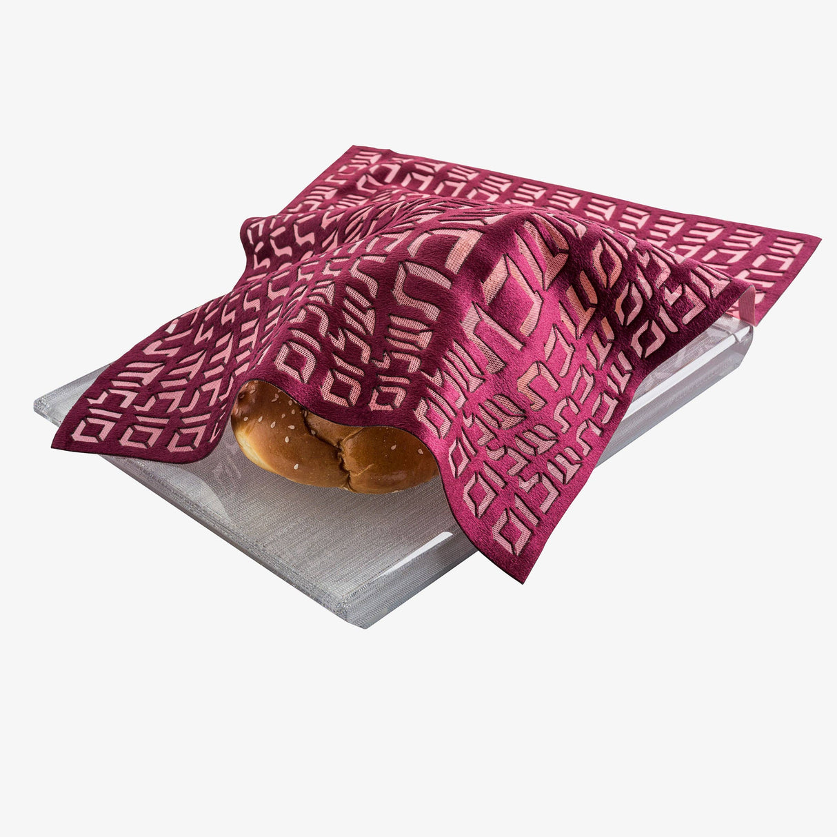 Challah Cover Hebrew Type: Black