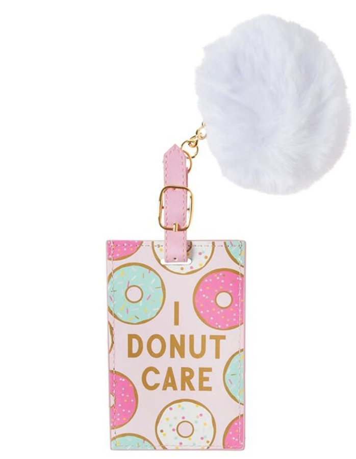 Etiqueta de equipaje "I Donut Care" con pompón de Slant Collection