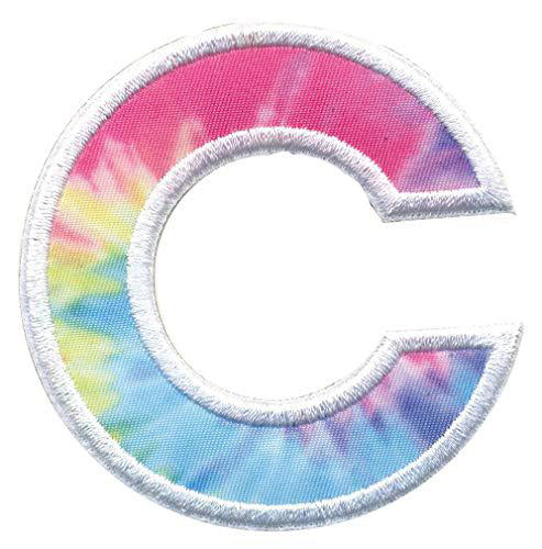 iscream Pastel Tie Dye Embroidered Accent Alphabet Initial B 2.5" Adhesive Back Patch