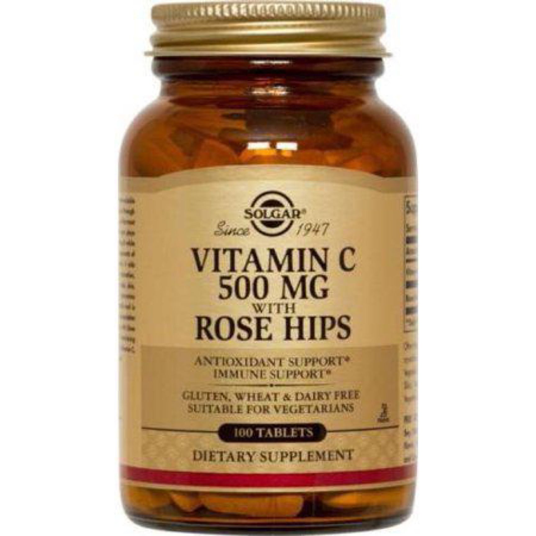 Solgar Vitamin C 500 mg with Rose Hips 500 mg 100 Tabs