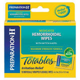 Toallitas medicadas desechables Preparation H para el alivio de hemorroides con hamamelis