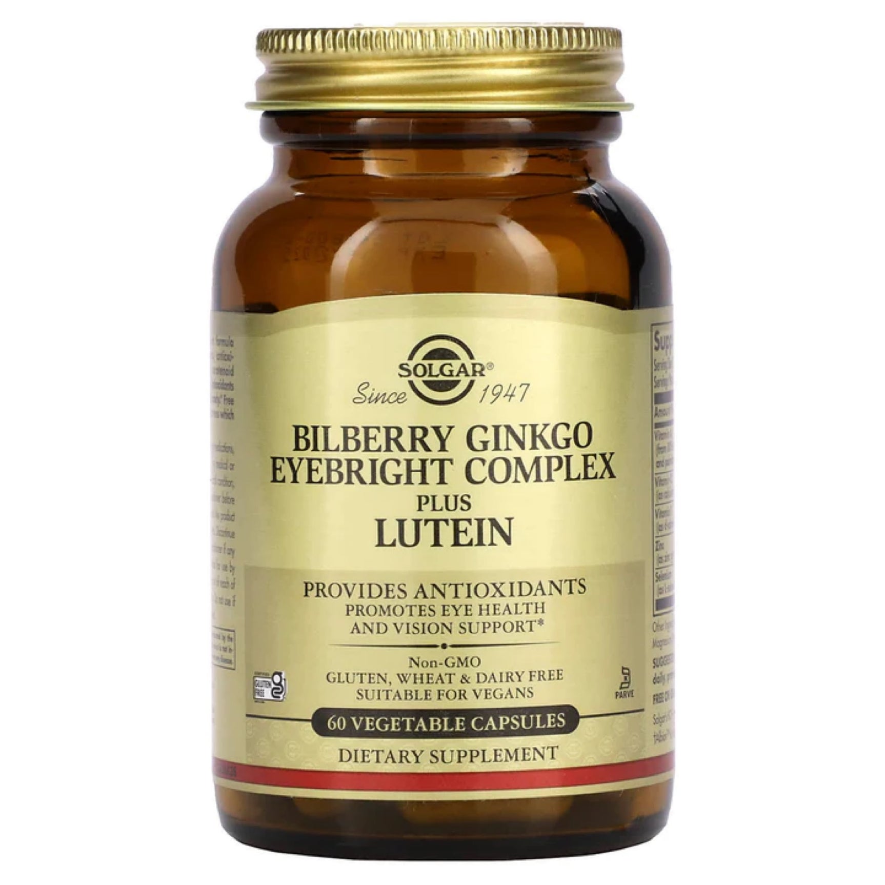 Solgar Bilberry Ginko Eyebright Complex Plus Lutein 60 vegetable capsules