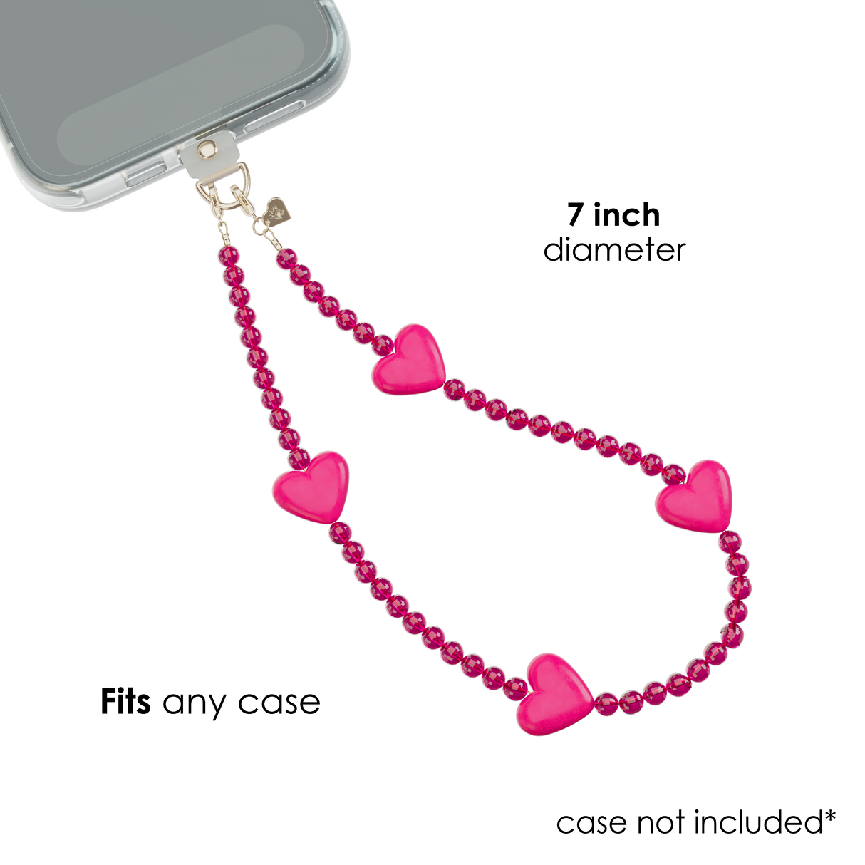 Hot Pink Heart Phone Charm