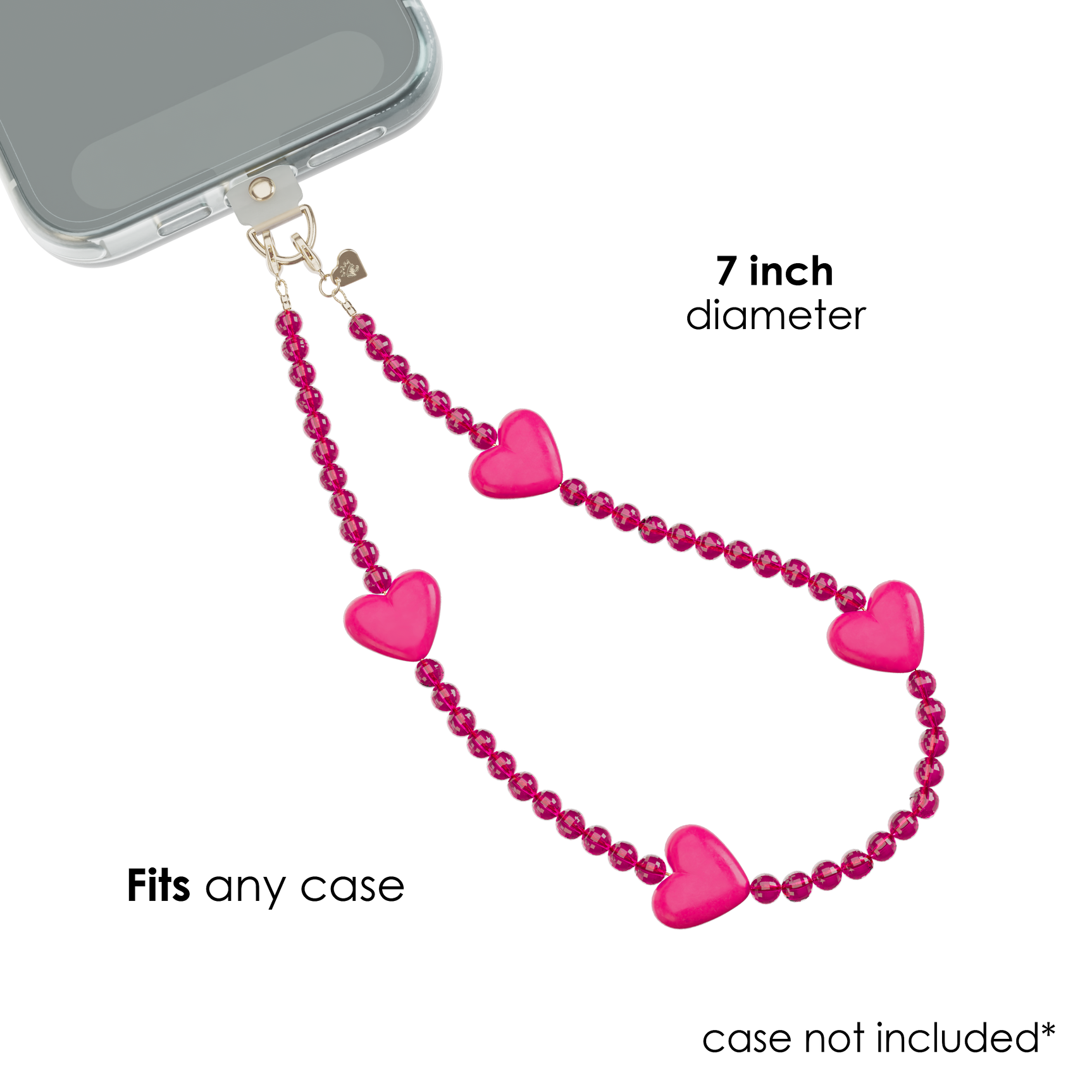 Hot Pink Heart Phone Charm - Image 3
