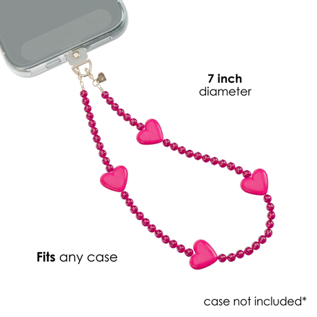 Hot Pink Heart Phone Charm - Image 3