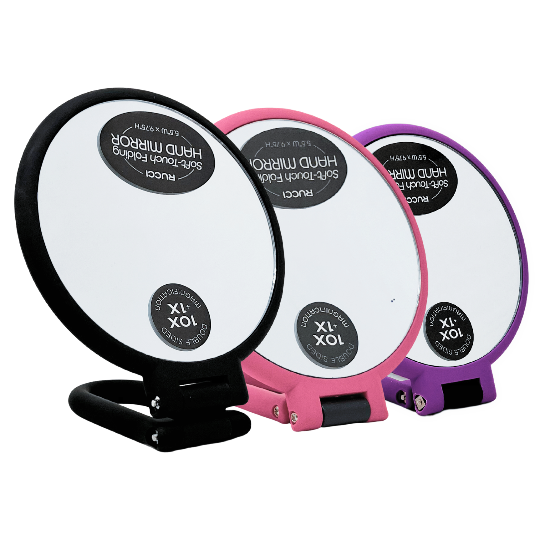 M940 1X/10X Magnifying  Soft Touch Foldable Mirror: Matte Black - Image 2