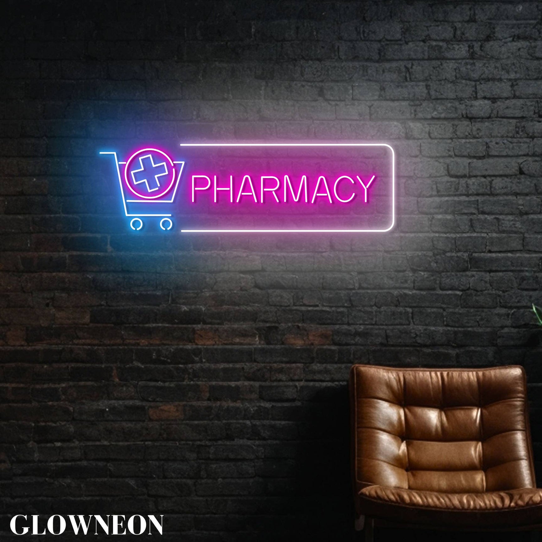Pharmacy Logo Open Neon Light Sign, Medical Pharmacy Decor: 25"/63cm - Image 2