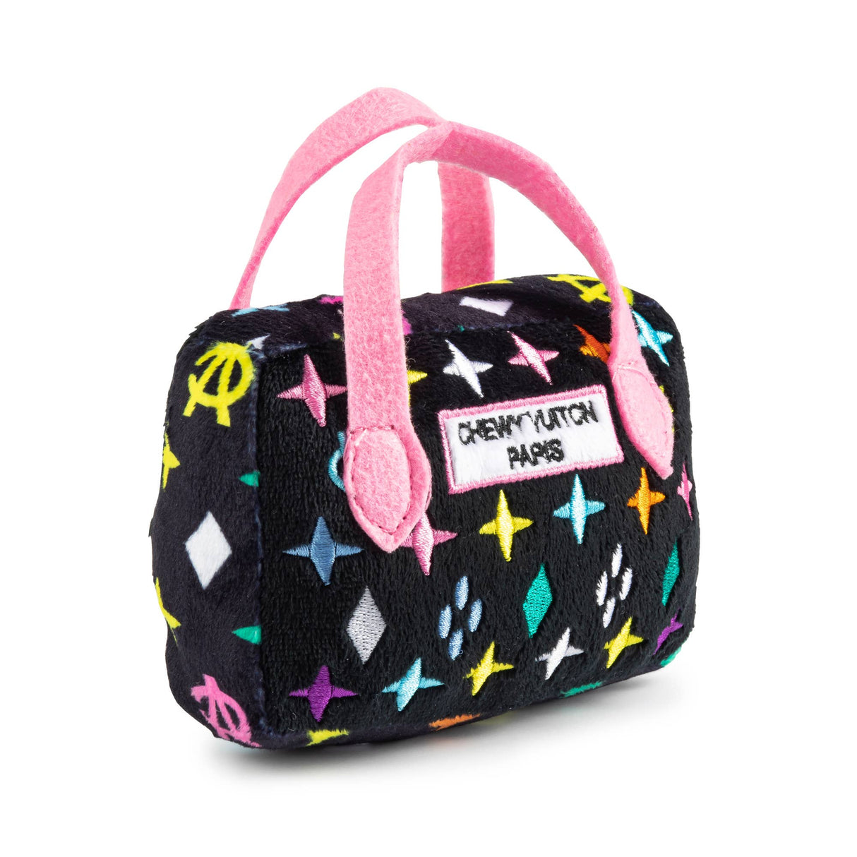 Black Monogram Chewy Vuiton Handbag Squeaker Dog Toy: Small / Mini