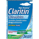 Claritin Allergy Relief 24 Hour Non-Drowsy Loratadine Cool Mint Chewables
