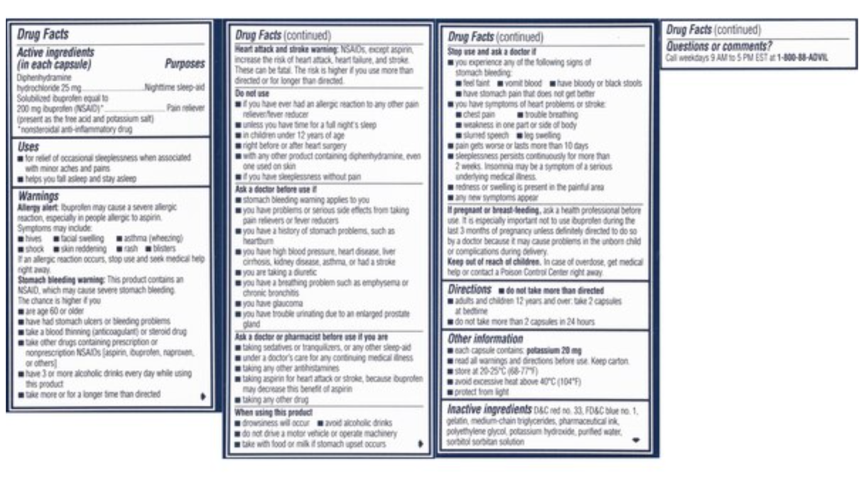 Advil PM Liqui Gels Pain Reliever and Nighttime Sleep Aid Capsules, 40 Count - Image 2