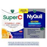 Vicks Nyquil and Super C Convenience Pack: Nyquil Severe Medicine for Max Strength Cold and Flu Relief Super C Rest and Replenish daily Supplement with Vitamin C Ashwagandha ct