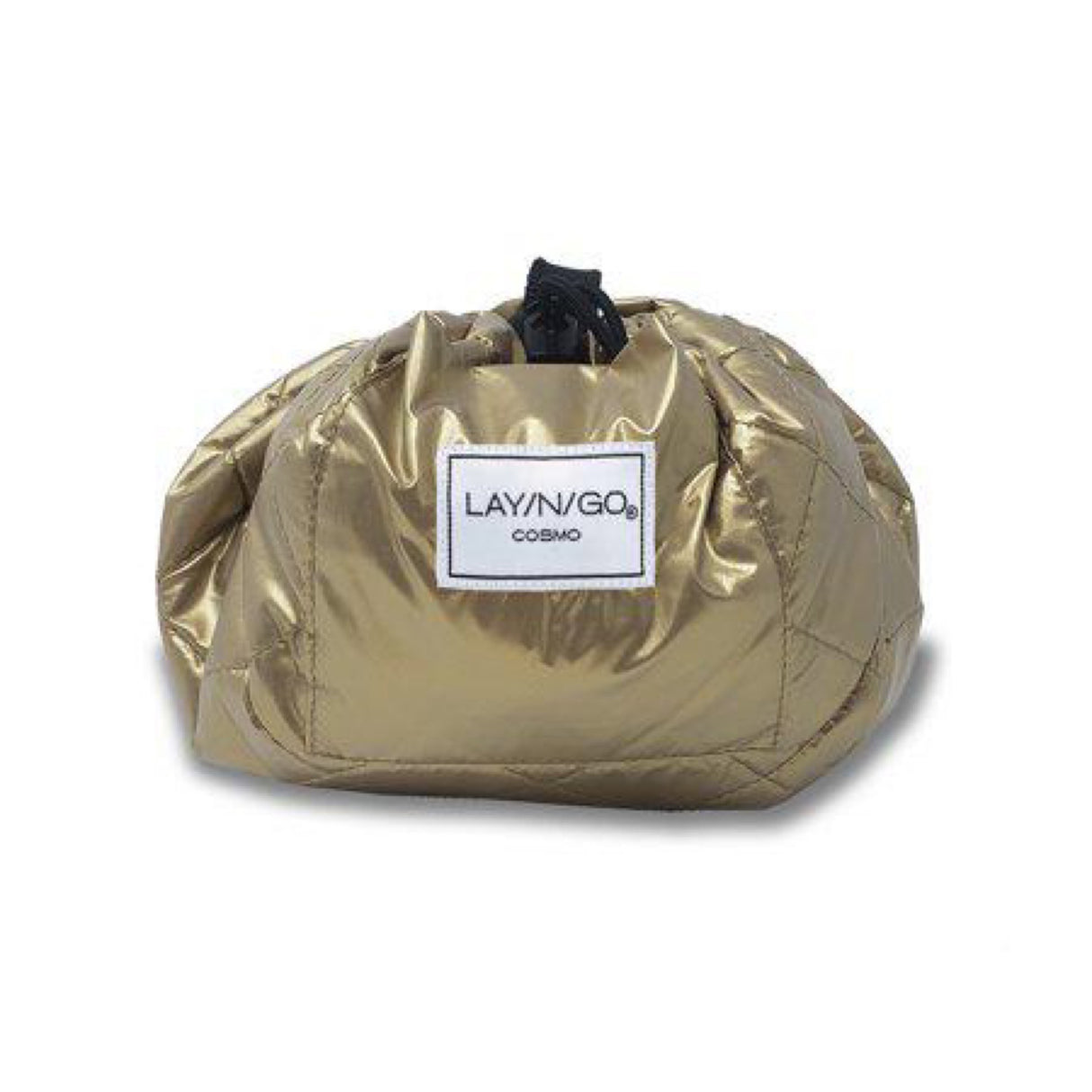 Lay-N-Go Cosmo (20 ) : Gold Metallic Cosmetic Bag Organizer Makeup Pouch Travel to School S Gift