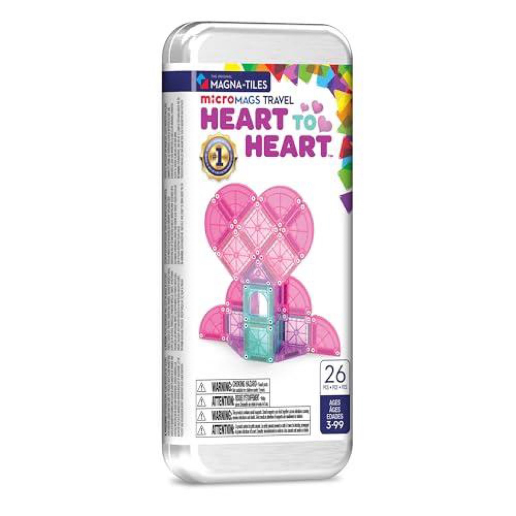 Magna-Tiles Micromags 26-Piece Heart to Heart Travel Set