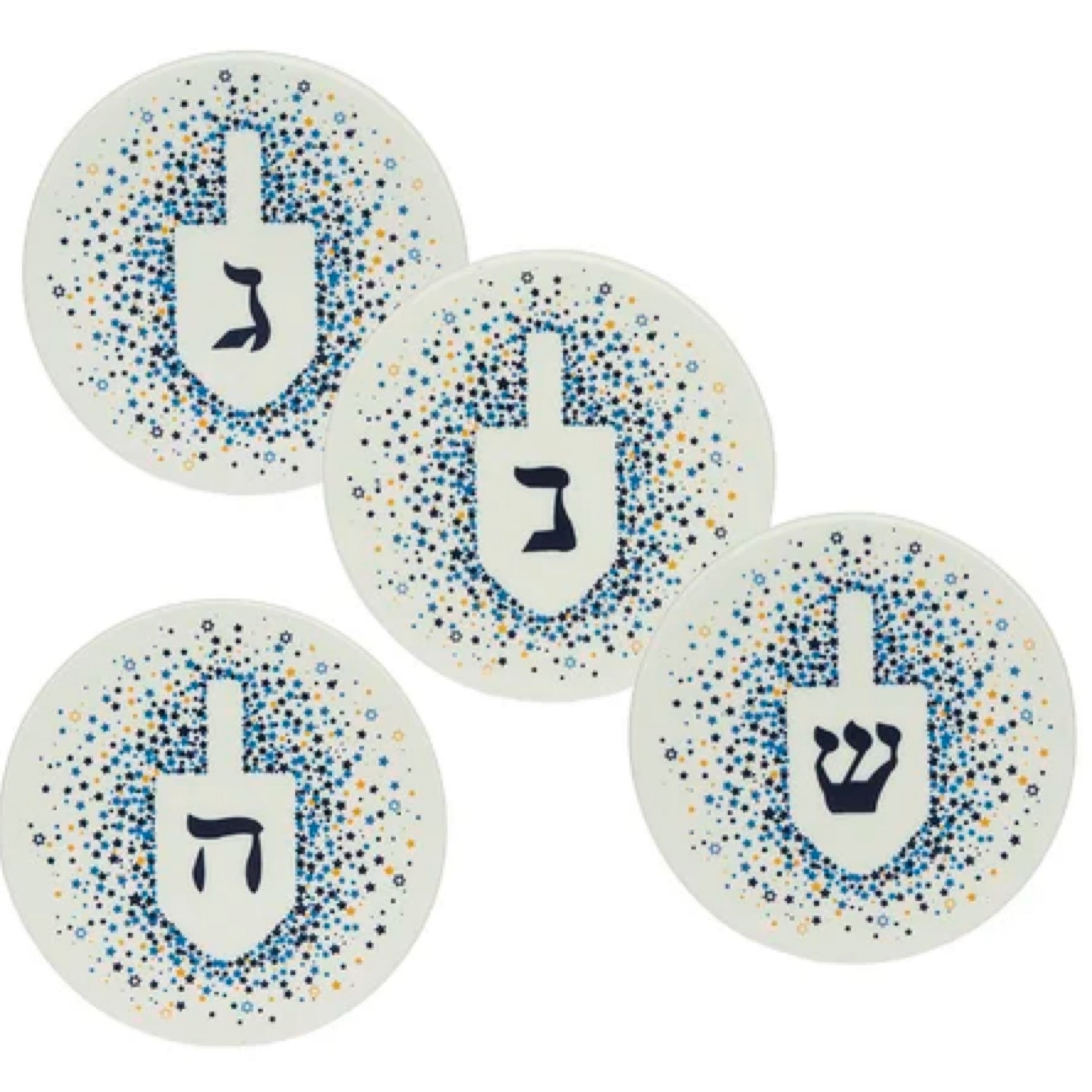Coasters for Drink Spill Tabletop Protector - Dreidel Chanukah Holiday by Godinger